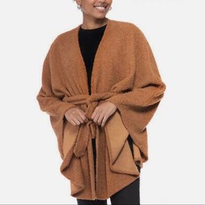 INC International Concepts Sherpa Faux Fur Belted Kimono Shawl